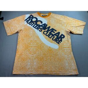 Rocawear T Shirt Men’s XL Yellow White Graphic Logo Streetwear Crew Neck
